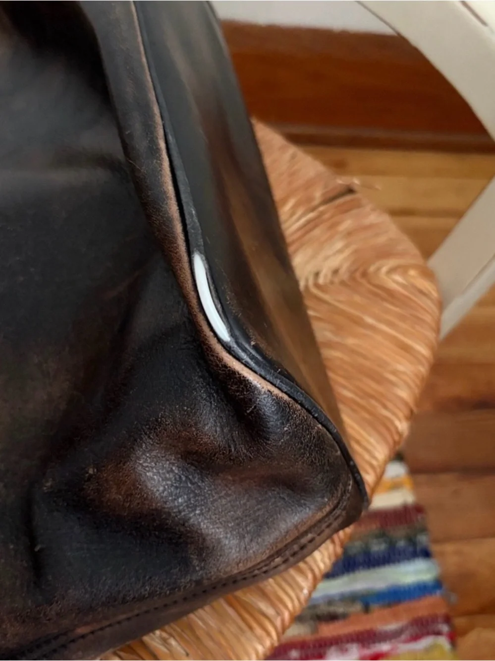 freebird Distressed Black and Brown Leather Tote